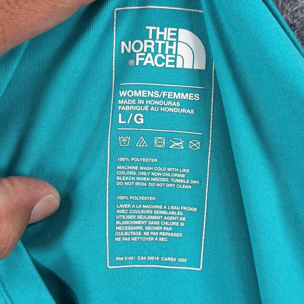 The North Face Reaxion Amp V-Neck T-Shirt Womens L Teal Blue Everyday Comfort - Picture 14 of 16